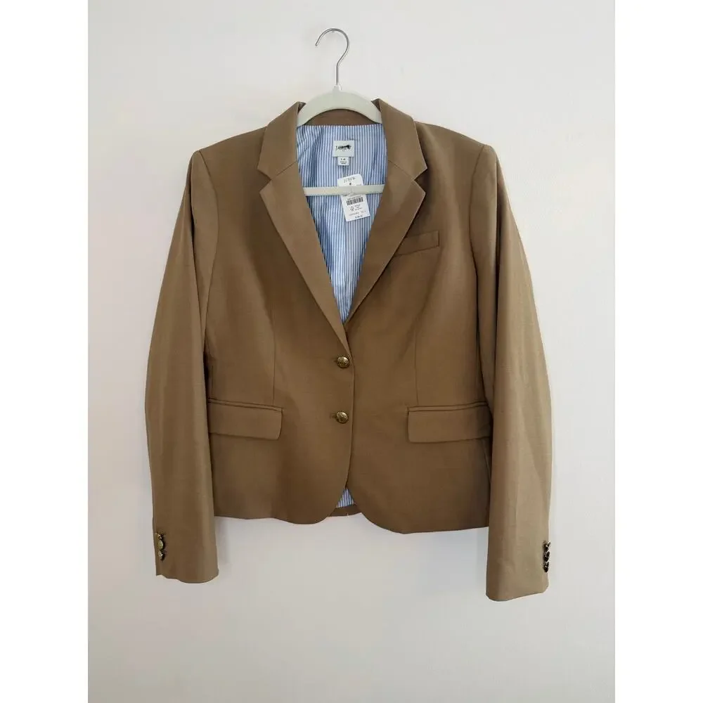 J.Crew Schoolboy Blazer Camel Tan Gold Button Wool Blend NWT Size 14 - Picture 4 of 14